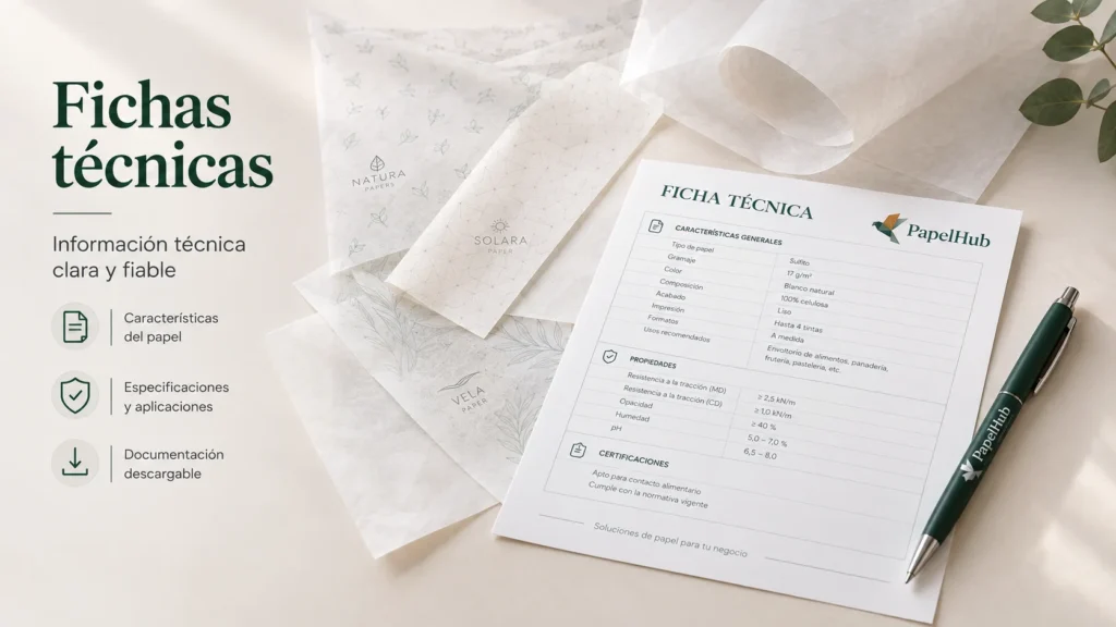 Fichas técnicas de papel para envolver